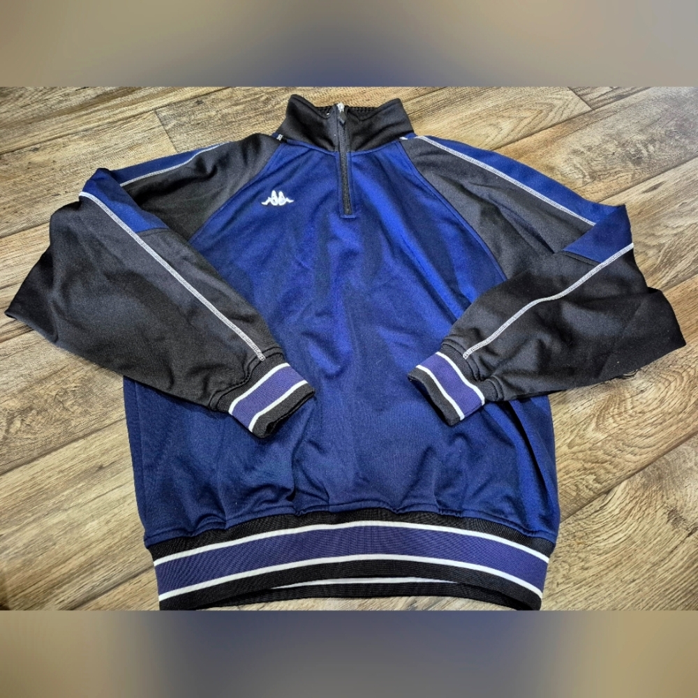 Kappa Navy and Black Quarter-Zip Top